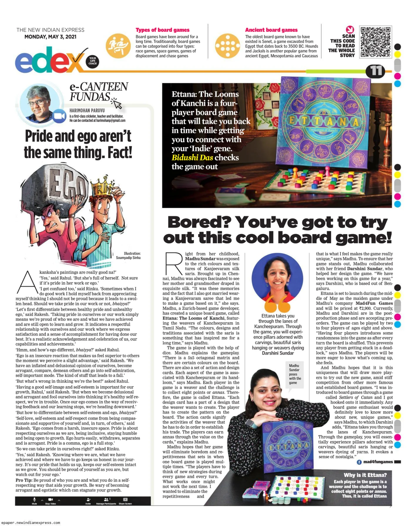 The New Indian Express – Edex press clipping: Bored? You've got to try out this cool board game!